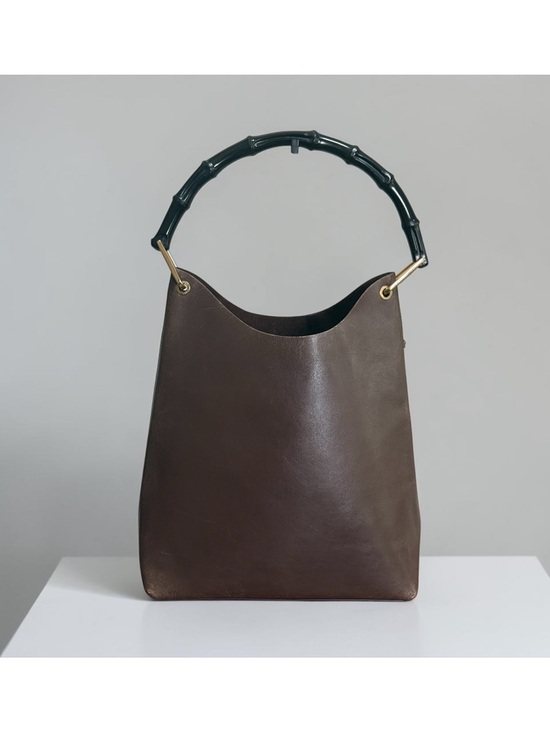 Gucci Handbags - Authenticated Gucci Vintage Brown Leather Bamboo Hobo Tote Bag w/ Pouch! COA!